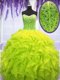 Floor Length Yellow Green Quinceanera Dress Sweetheart Sleeveless Lace Up