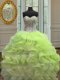 Exceptional Sweetheart Sleeveless Organza Quinceanera Dress Beading and Ruffles Lace Up