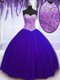 Custom Fit Blue Lace Up Sweetheart Beading Sweet 16 Quinceanera Dress Tulle Sleeveless