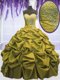 Custom Made Sleeveless Taffeta Floor Length Lace Up Vestidos de Quinceanera in Brown with Beading and Appliques and Pick Ups