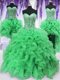 On Sale Four Piece Sleeveless Beading and Ruffles Lace Up Vestidos de Quinceanera