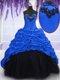 Colorful Royal Blue Lace Up Sweetheart Appliques and Pick Ups 15th Birthday Dress Taffeta Sleeveless Sweep Train