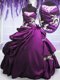 Stylish Purple Ball Gowns Taffeta Strapless Sleeveless Appliques and Pick Ups Floor Length Lace Up Quinceanera Dresses