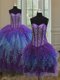 Three Piece Multi-color Sweetheart Lace Up Beading and Ruffles and Sequins Sweet 16 Dress Sleeveless