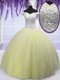 Spectacular Off the Shoulder Tulle Short Sleeves Floor Length Quinceanera Dresses and Beading