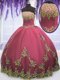 Charming Tulle Strapless Sleeveless Zipper Appliques Quinceanera Dress in Red