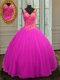 Fashionable Fuchsia Zipper Ball Gown Prom Dress Beading Sleeveless Floor Length