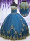 Vintage Teal Strapless Zipper Lace and Appliques Sweet 16 Quinceanera Dress Sleeveless
