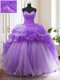 Smart Organza Sleeveless With Train Ball Gown Prom Dress Sweep Train and Beading and Ruffled Layers