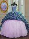 Traditional Sweetheart Sleeveless Organza and Taffeta Quinceanera Dresses Beading and Appliques and Pick Ups Sweep Train Lace Up
