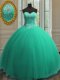 Exquisite Sequins Floor Length Turquoise Quinceanera Gowns Sweetheart Sleeveless Lace Up