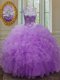 Free and Easy Scoop Floor Length Ball Gowns Sleeveless Lilac Quinceanera Gowns Lace Up