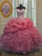Inexpensive Organza Sleeveless Floor Length Sweet 16 Quinceanera Dress and Beading and Ruffles and Pick Ups