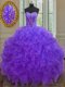 Traditional Floor Length Purple Vestidos de Quinceanera Sweetheart Sleeveless Lace Up