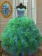 Eye-catching Multi-color Ball Gowns Sweetheart Sleeveless Organza Floor Length Lace Up Beading and Ruffles 15th Birthday Dress