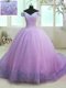 Off the Shoulder Organza Short Sleeves With Train Quinceanera Gowns Court Train and Hand Made Flower
