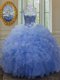 Scoop Sleeveless Beading and Ruffles Lace Up Sweet 16 Dresses