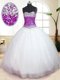 Tulle Sweetheart Sleeveless Lace Up Beading Ball Gown Prom Dress in White