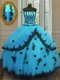 Appliques Sweet 16 Dress Aqua Blue Lace Up Sleeveless Floor Length