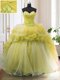 Stylish With Train Light Yellow 15th Birthday Dress Organza Court Train Sleeveless Beading and Ruffled Layers