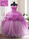 Sophisticated Sleeveless Sweep Train Beading and Ruffled Layers Lace Up Quinceanera Dresses