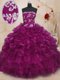 Enchanting Sleeveless Lace Up Floor Length Beading and Appliques and Ruffles Quinceanera Gowns