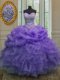 Lavender Sweetheart Neckline Beading and Ruffles and Pick Ups Sweet 16 Quinceanera Dress Sleeveless Lace Up