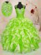 Multi-color Lace Up Sweetheart Beading and Ruffles Quinceanera Gown Organza Sleeveless