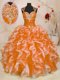 Ideal Organza Sleeveless Floor Length Quince Ball Gowns and Beading and Ruffles