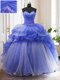 Wonderful Blue Lace Up Sweetheart Beading and Ruffled Layers Quinceanera Dresses Organza Sleeveless Court Train