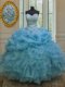 Discount Baby Blue Sweetheart Lace Up Beading and Ruffles and Pick Ups 15 Quinceanera Dress Sleeveless