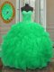 Ball Gowns Ball Gown Prom Dress Green Sweetheart Organza Sleeveless Floor Length Lace Up