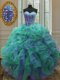 Sweet Sweetheart Sleeveless Organza Quinceanera Dress Beading and Ruffles Lace Up