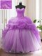 Hot Selling Ruffled Ball Gowns Sleeveless Purple Sweet 16 Quinceanera Dress Sweep Train Lace Up