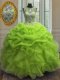 Graceful Scoop Beading and Ruffles and Pick Ups 15th Birthday Dress Lace Up Sleeveless Floor Length