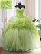 Yellow Green Organza Lace Up Sweetheart Sleeveless With Train 15 Quinceanera Dress Sweep Train Beading and Ruffled Layers