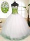 Wonderful White Lace Up Quinceanera Gowns Beading Sleeveless Floor Length