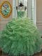 Quinceanera Dresses Military Ball and Sweet 16 and Quinceanera and For with Beading and Ruffles and Pick Ups Scoop Sleeveless Lace Up