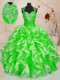 Organza Lace Up Sweetheart Sleeveless Floor Length Sweet 16 Dresses Beading and Ruffles