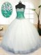 White Sleeveless Beading Floor Length Sweet 16 Dress