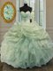Stunning Green Sweetheart Lace Up Beading and Ruffles Sweet 16 Dresses Sleeveless