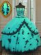 Turquoise Sleeveless Tulle Lace Up 15th Birthday Dress for Military Ball and Sweet 16 and Quinceanera