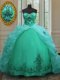 Affordable Turquoise Sweetheart Lace Up Beading and Appliques and Pick Ups Quinceanera Dresses Court Train Sleeveless