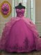 Fuchsia Sleeveless Court Train Beading and Appliques and Pick Ups With Train Quinceanera Gowns