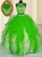 Vintage Scoop Sleeveless Beading and Ruffles Zipper Sweet 16 Dresses