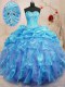 Sleeveless Lace Up Floor Length Beading and Ruffles Sweet 16 Quinceanera Dress