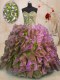 Multi-color Sleeveless Floor Length Beading and Ruffles Side Zipper Quinceanera Dress