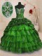 Dazzling Pick Ups Ruffled Sweetheart Sleeveless Sweep Train Lace Up Sweet 16 Quinceanera Dress Organza and Taffeta