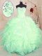Organza Lace Up Sweetheart Sleeveless Floor Length 15 Quinceanera Dress Beading and Ruffles
