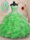 Beautiful Sleeveless Brush Train Beading and Ruffles With Train Sweet 16 Quinceanera Dress